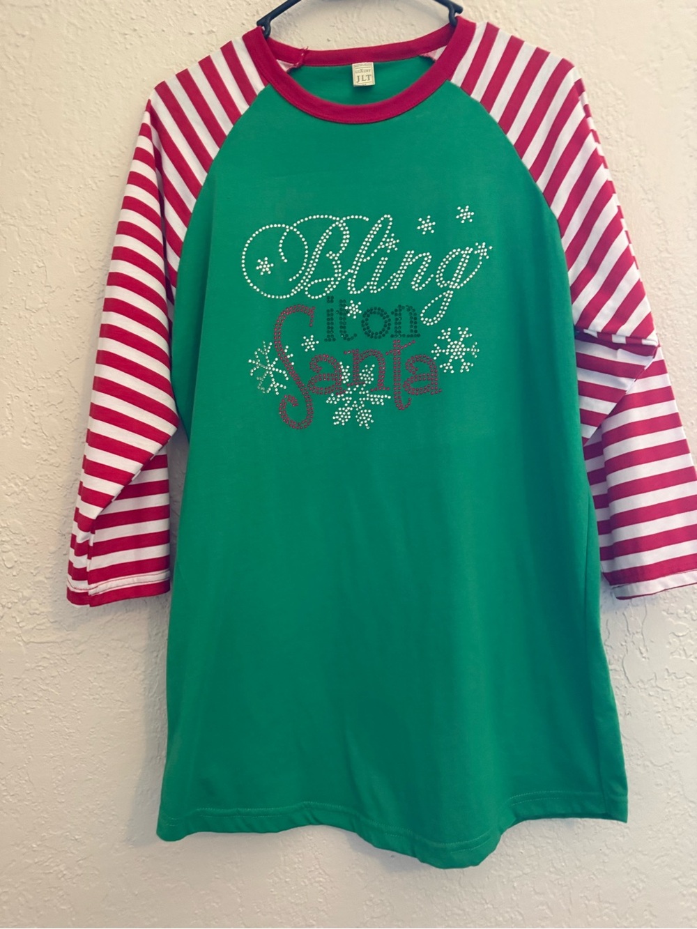Holiday Bling Green Raglan Long Sleeve Tee - Kids